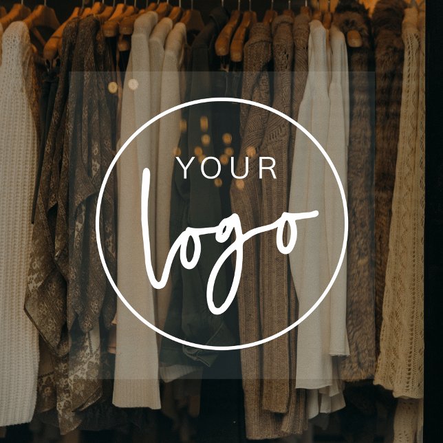 Business Logo White Minimalist Company Transparent (Simple business logo window cling sign for your shop, office or salon)