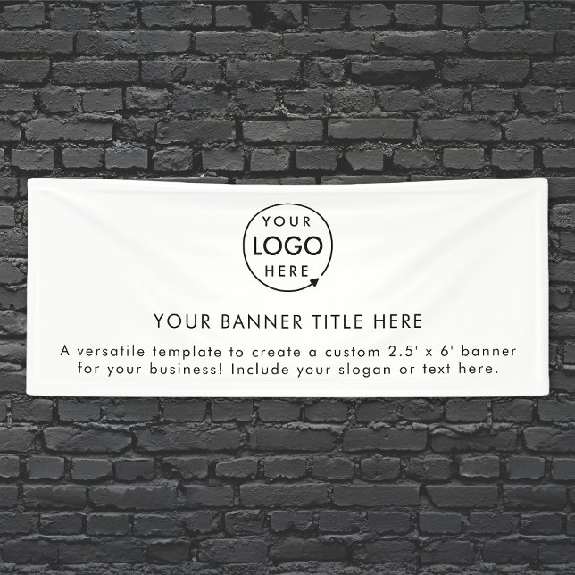 Business Logo | White Minimalist Modern Simple 6' Banner (Creator Uploaded)