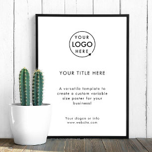 Business Logo   White Minimalist Modern Simple Poster