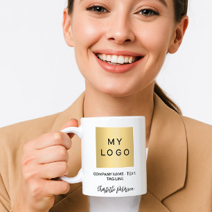 Business logo white name script coffee mug