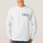 Business Logo White Navy Blue Long Sleeve T-Shirt<br><div class="desc">Simple white custom business template in modern minimalist style with easy to update template for your company logo. Company logo on front left; large company logo and custom navy blue text on back. Designed with a horizontal logo banner image (2560 x 1440 px), you can customise by changing the text...</div>