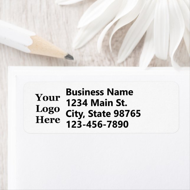 Business Logo White Phone Number & Return Address Label (Insitu)