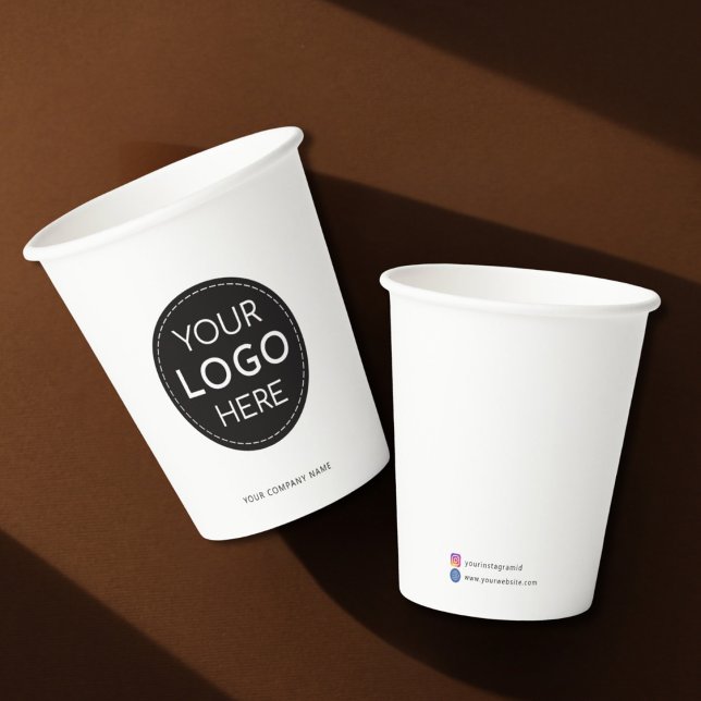 Business Logo white promotional business 8oz Paper Cups (Creator Uploaded)