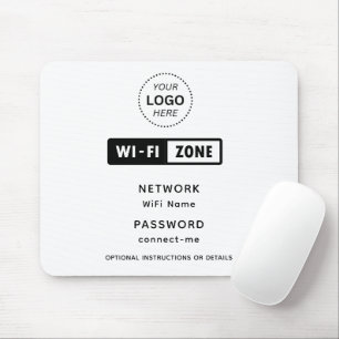 Business Logo WiFi Network & Password Details Mouse Pad