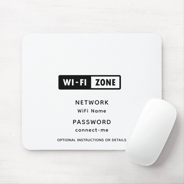 Business Logo WiFi Network & Password Details Mouse Pad (With Mouse)