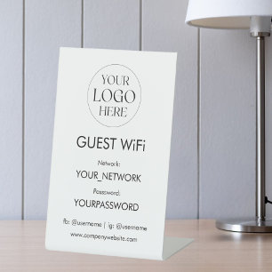 Business Logo Wifi Network Password Simple Modern Pedestal Sign