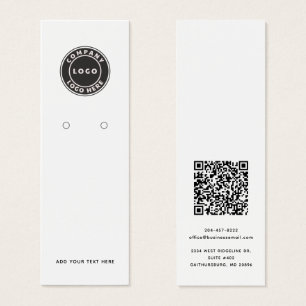 Business Logo with QR Code Earrings Display Card
