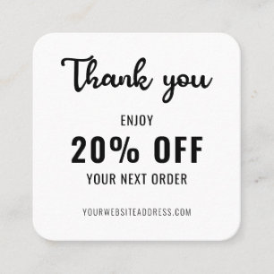 Business Loyalty Promo Elegant QR Code Black White Discount Card