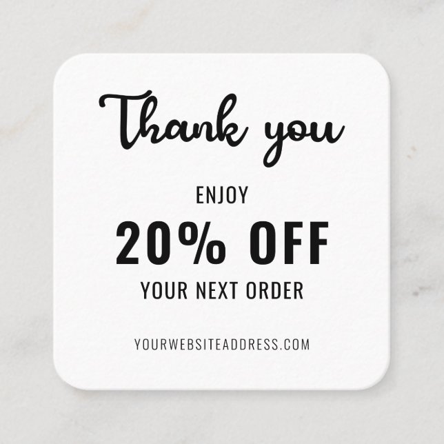 Business Loyalty Promo Elegant QR Code Black White Discount Card (Front)