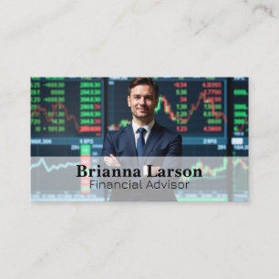 Business Man in Front of Financial Charts Business Card