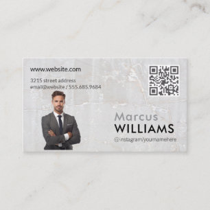 Business Man in Suit Marble QR Code Business Card