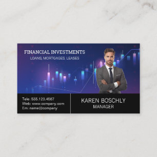 Business Man in Suit Stock Chart Card