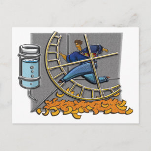 Business man on hamster wheel Postcard