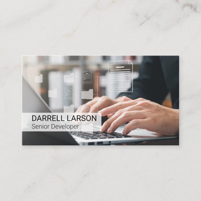 Business Man Working on Laptop Card (Front)