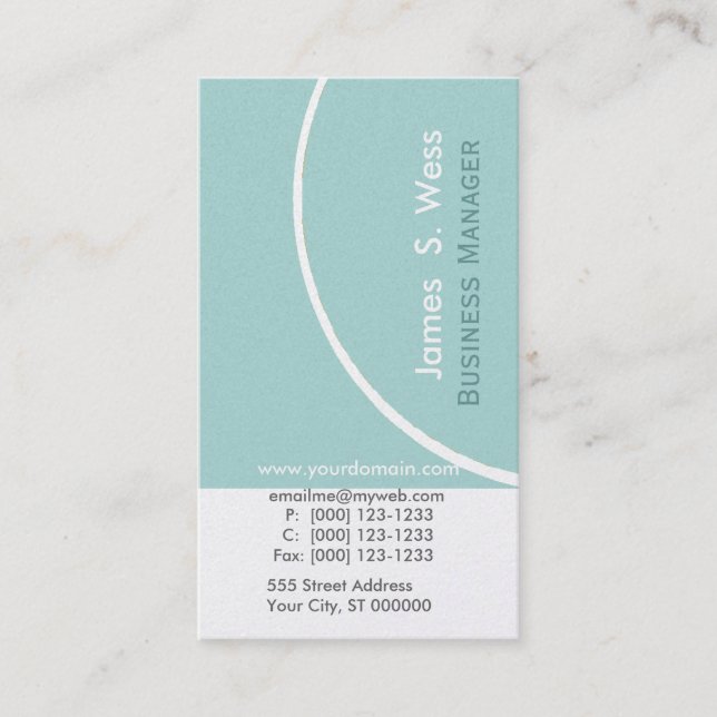 Business Manager Contemporary Aqua Designs Card (Front)