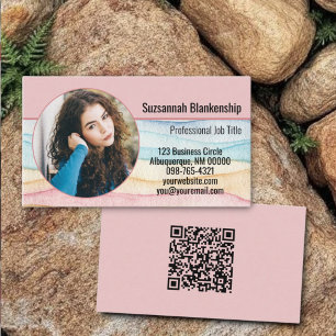 Business Marketing Custom Round Photo and QR Code  Business Card