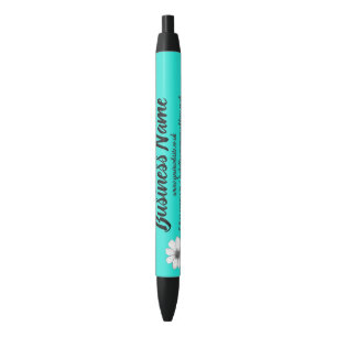 Business Marketing Personalised light teal Black Ink Pen