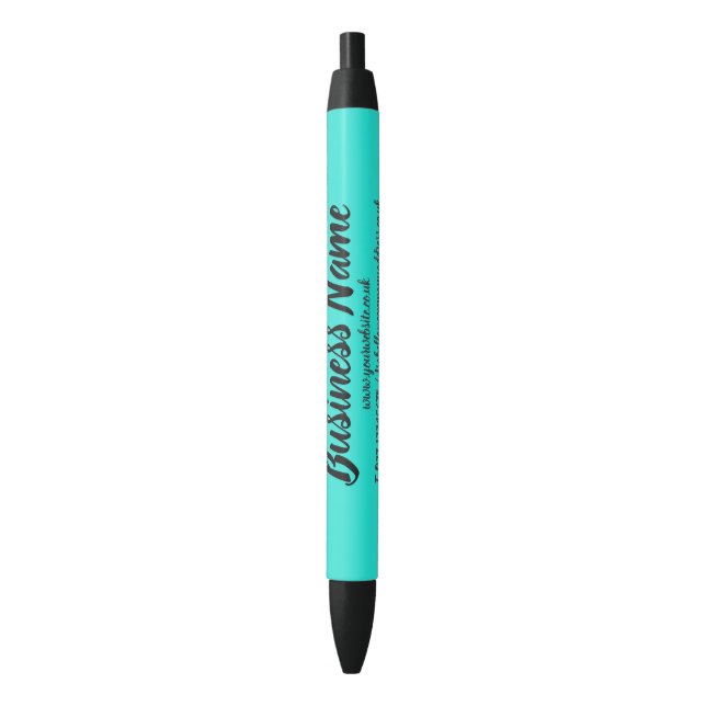 Business Marketing Personalized light teal Black Ink Pen (Front Vertical)