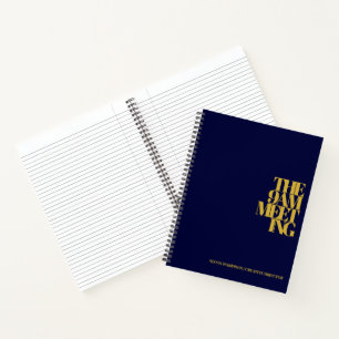 Business Meeting Notes Navy Blue Gold Modern Notebook