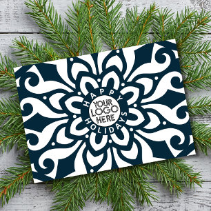 Business Merry Christmas Company Logo Snowflake Holiday Card