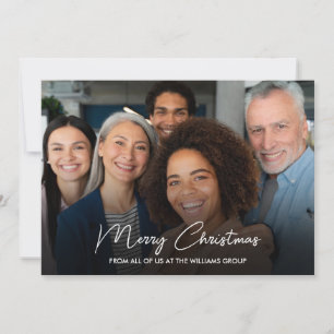 Business Merry Christmas Green Team Photo Holiday Card