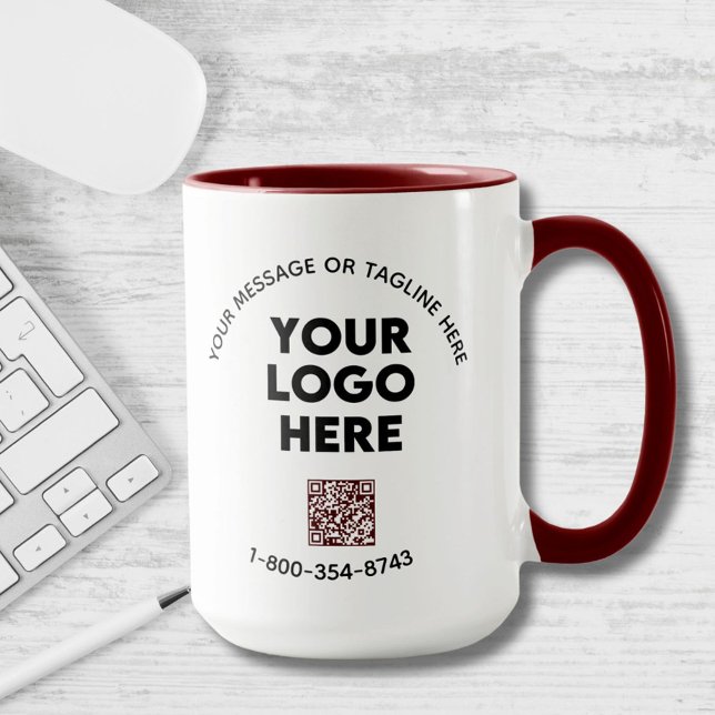 Business Message Custom Colour QR Code Logo  Mug (Creator Uploaded)