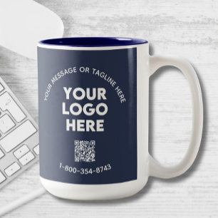 Business Message Logo Custom Colour QR Code Two-Tone Coffee Mug