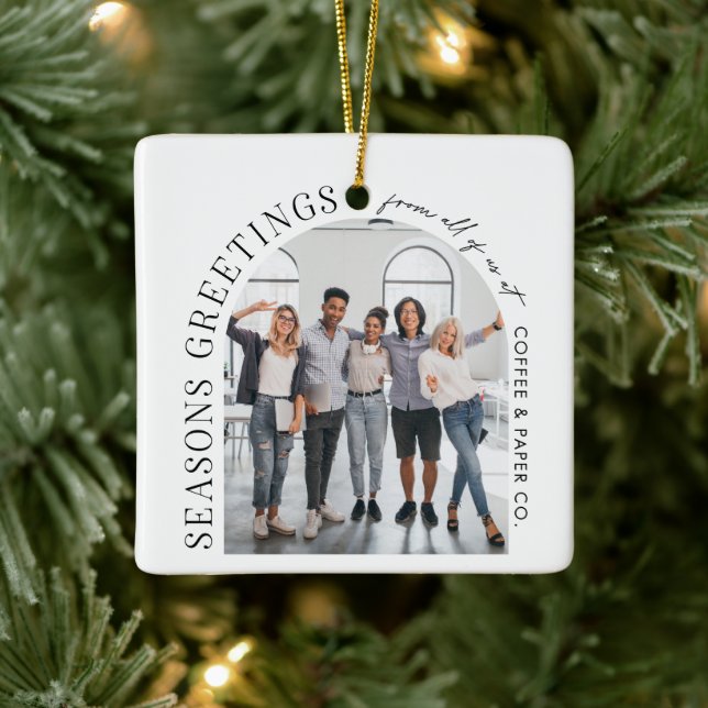 Business Modern Arch Photo Christmas Ceramic Ornament (Tree)