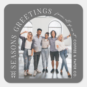 Business Modern Arch Photo Christmas grey Square Sticker