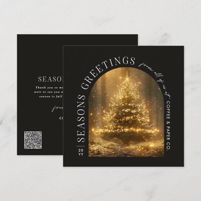 Business Modern Arch Photo Christmas Holiday Card (Front/Back)