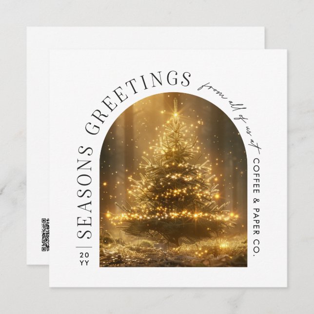 Business Modern Arch Photo Christmas Holiday Card (Front/Back)