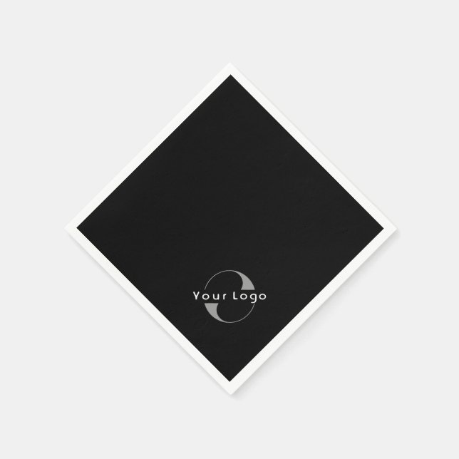 Business Modern Logo Clean Minimal Company Black Napkin (Corner)
