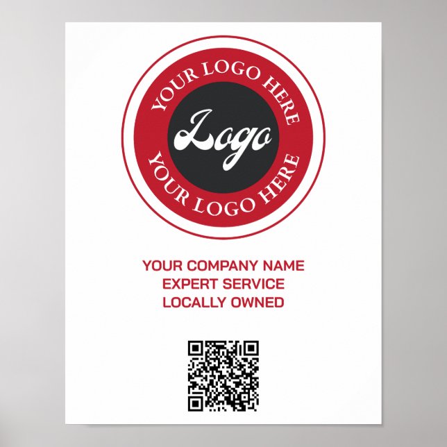 Business Modern Logo Social Media QR Code Poster (Front)