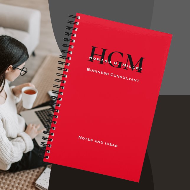 Business Modern Simple Monogram Logo Red Black Notebook (Creator Uploaded)