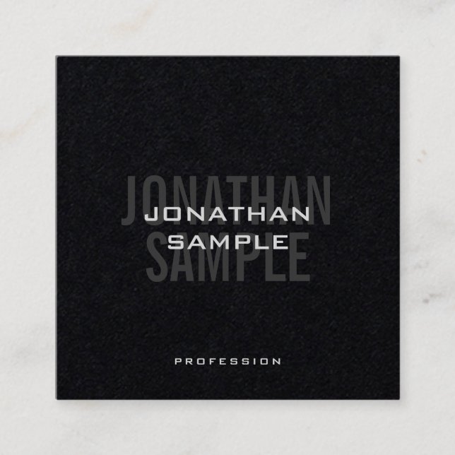 Business Modern Template Premium Black Elegant Square Business Card (Front)