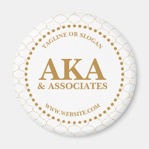 Business Monogram Logo White Gold Trellis Magnet