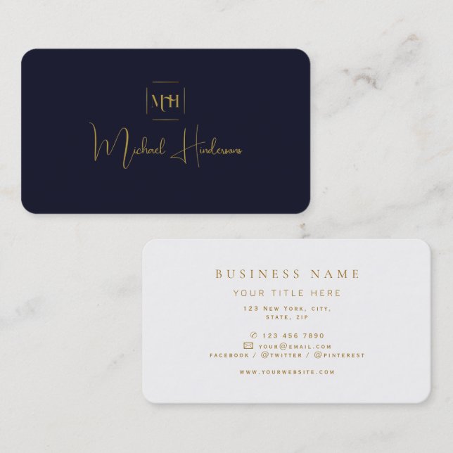 Business Monogram Minimalist Modern Professional Business Card (Front/Back)