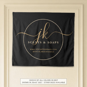 Business Monogram Script Logo Black Gold Sign Tapestry