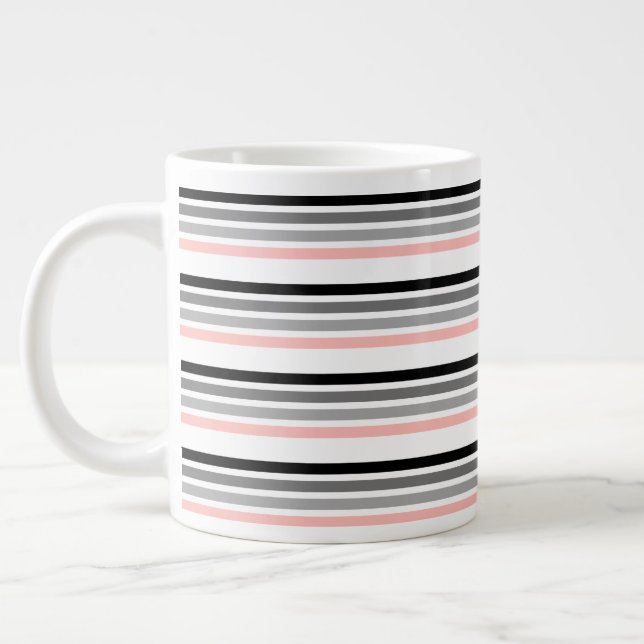 Business Multicolor Stripe Tea Large Coffee Mug (Left)