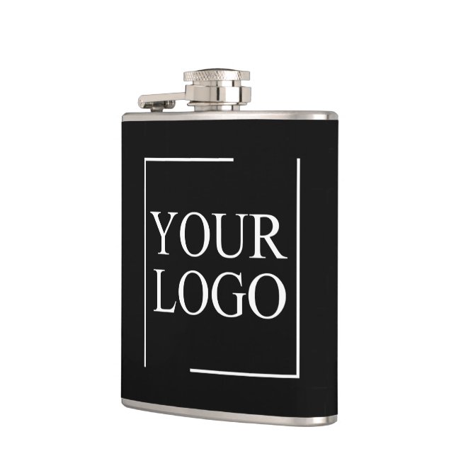 Business Name Add Logo Company Professional Text Hip Flask (Left)