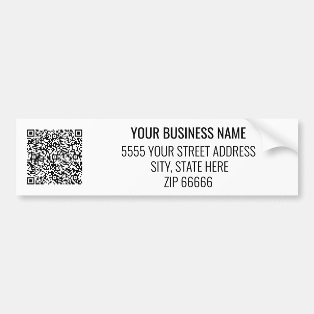 Business Name Address and QR Code Bumper Sticker (Front)