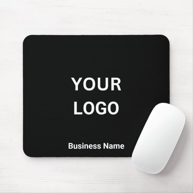 Business Name and Logo Black Mouse Pad (With Mouse)