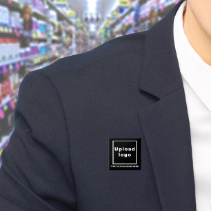 Business Name and Logo Black Square Button