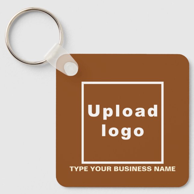 Business Name and Logo Brown Square Keychain (Front)