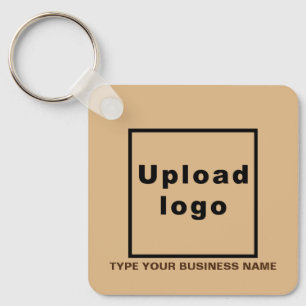 Business Name and Logo Light Brown Square Keychain