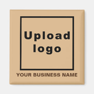 Business Name and Logo Light Brown Square Magnet