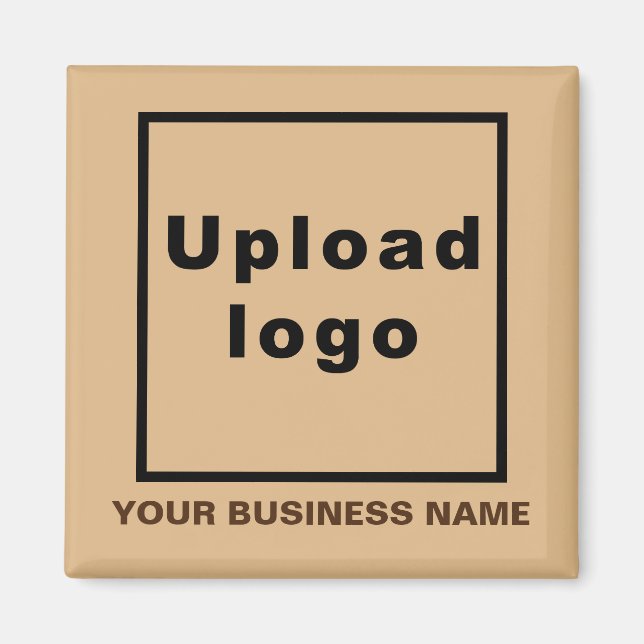Business Name and Logo Light Brown Square Magnet (Front)