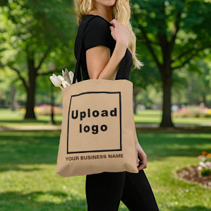 Business Name and Logo Light Brown Tote Bag