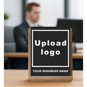 Business Name and Logo on Black Acrylic Sign