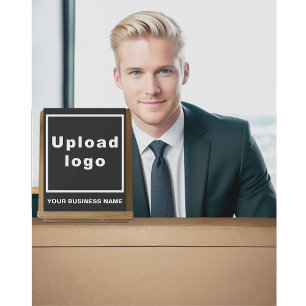 Business Name and Logo on Black Acrylic Sign